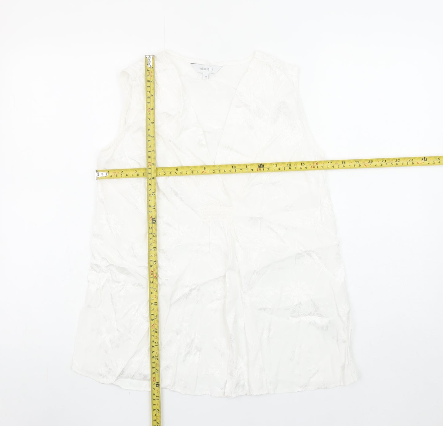 Principles Women White Wrap Sleeveless Blouse Size 10