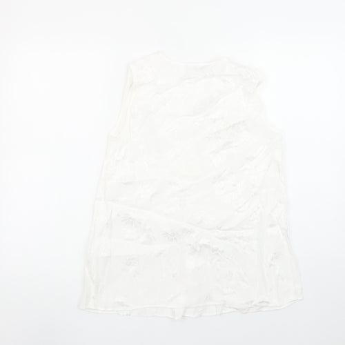 Principles Women White Wrap Sleeveless Blouse Size 10