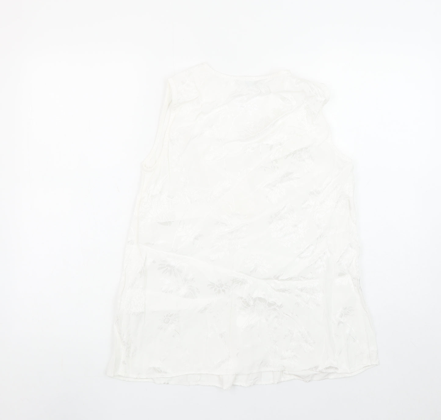 Principles Women White Wrap Sleeveless Blouse Size 10