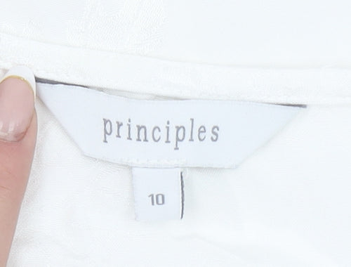 Principles Women White Wrap Sleeveless Blouse Size 10