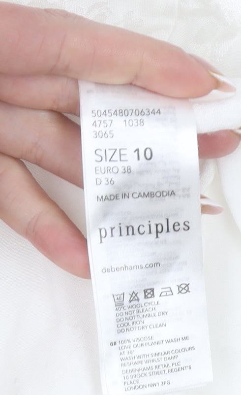 Principles Women White Wrap Sleeveless Blouse Size 10