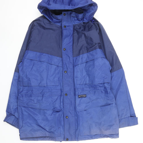 Outdoor Wear by R.M Men's Blue Waterproof Hooded Rain Jacket M