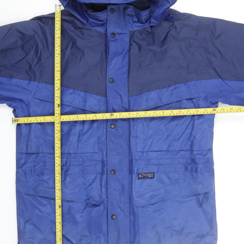 Outdoor Wear by R.M Men's Blue Waterproof Hooded Rain Jacket M