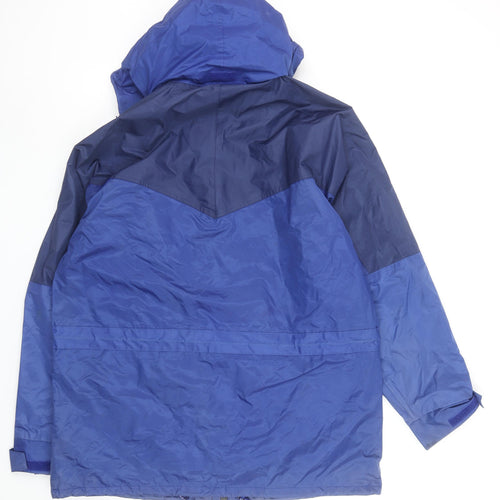 Outdoor Wear by R.M Men's Blue Waterproof Hooded Rain Jacket M