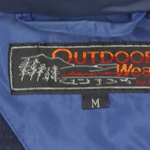 Outdoor Wear by R.M Men's Blue Waterproof Hooded Rain Jacket M