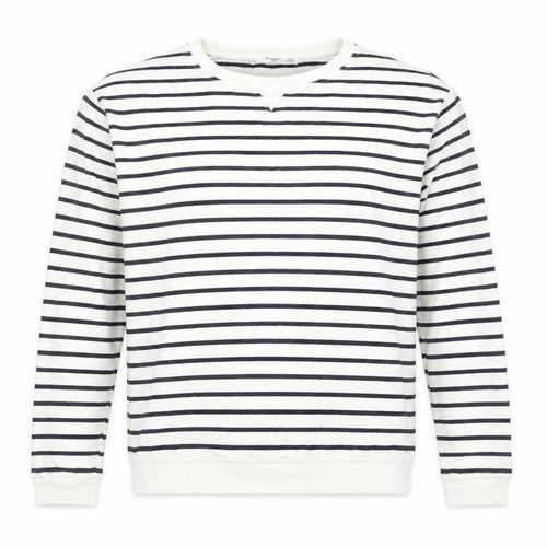 Mango Women’s White Black Striped Long Sleeve Cotton Top Size 8
