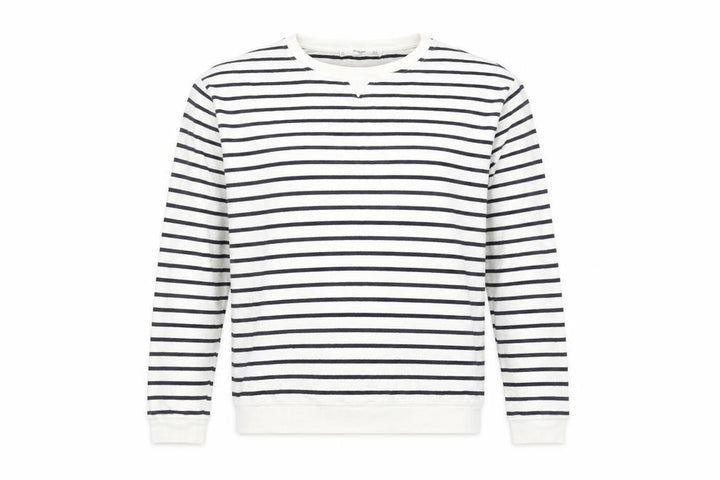 Mango Women’s White Black Striped Long Sleeve Cotton Top Size 8