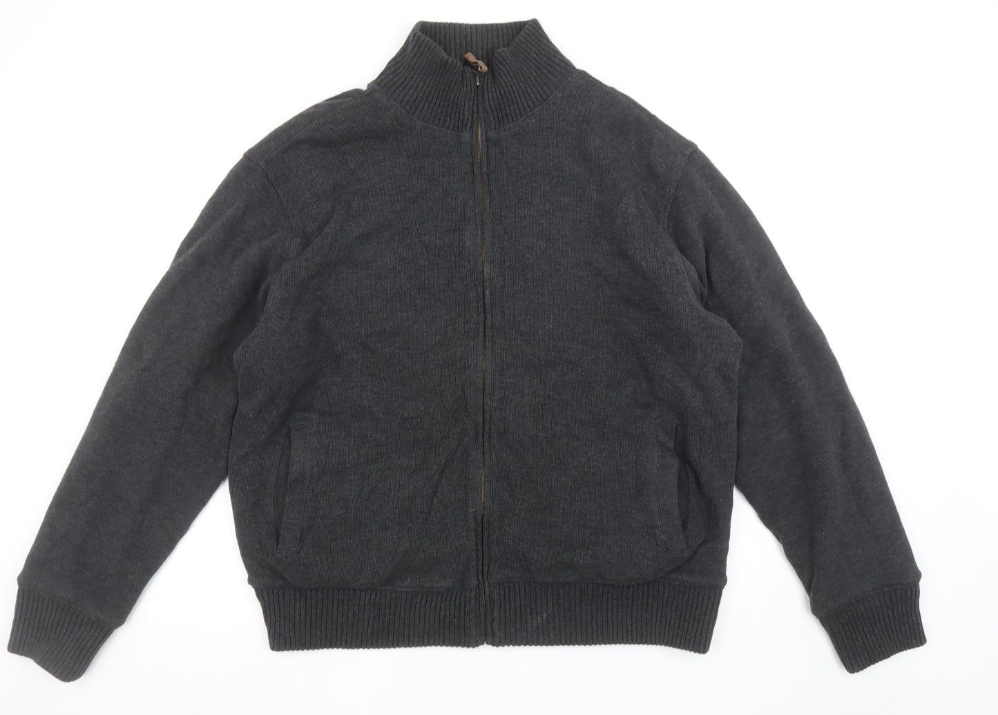 Marks and Spencer Men’s Grey Full Zip Cotton Jumper XL