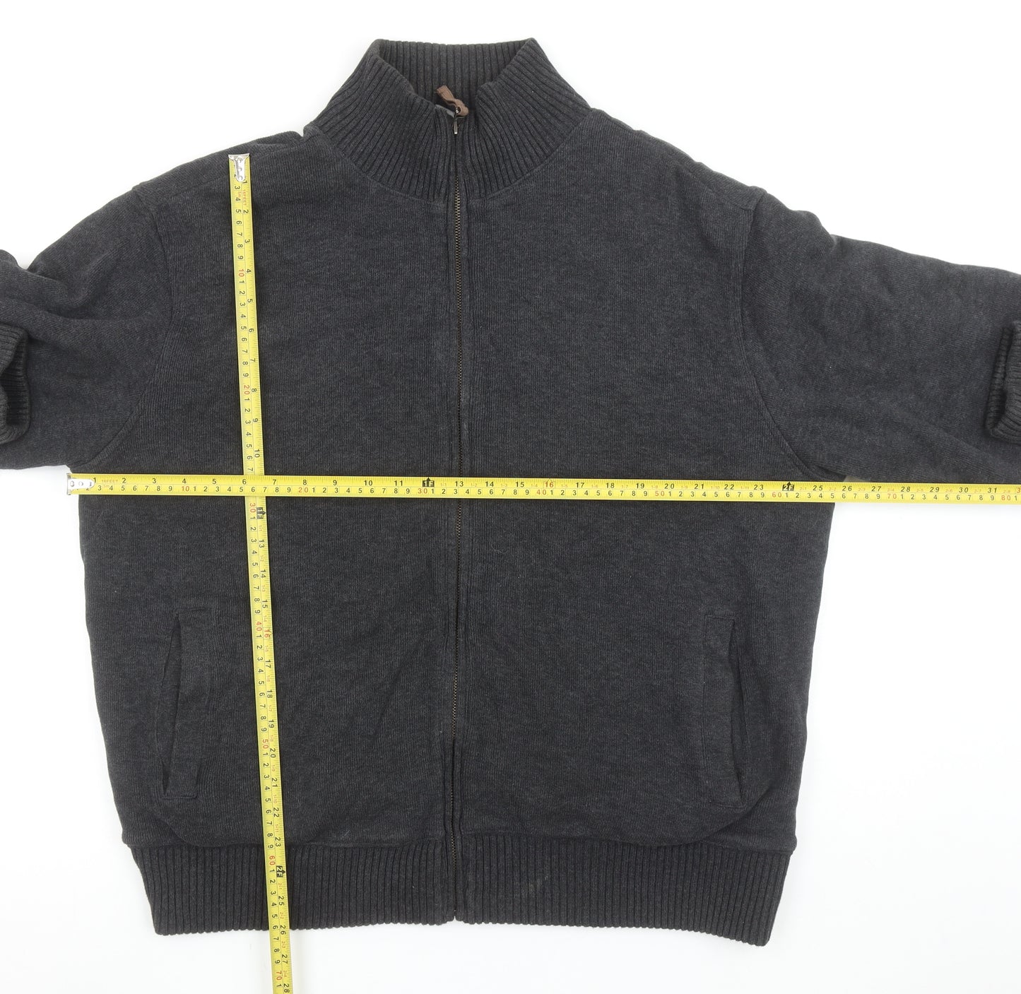 Marks and Spencer Men’s Grey Full Zip Cotton Jumper XL