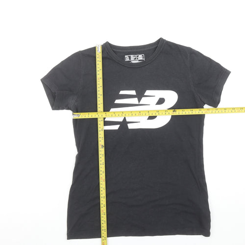 New Balance Womens Black XS Logo Sports T-Shirt