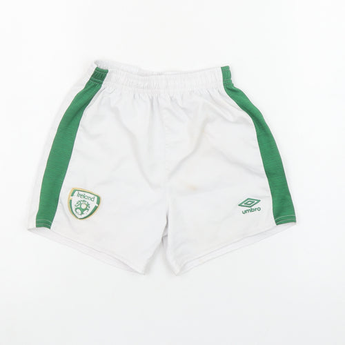 Umbro Boys White 6-7 Years Athletic Football Shorts Ireland Crest