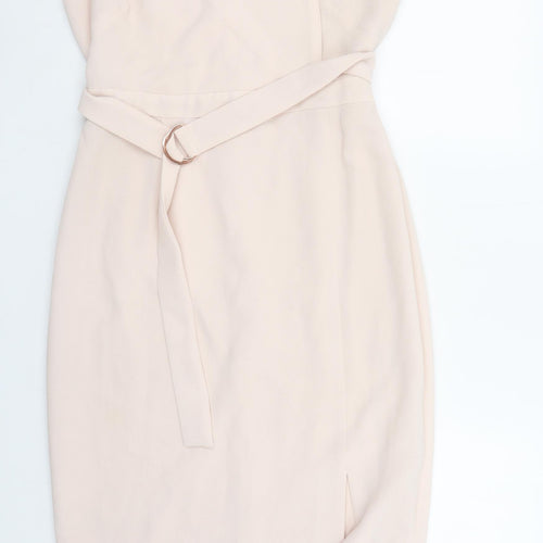 Adrianna Papell Women Beige Size 10 Sleeveless Sheath Dress