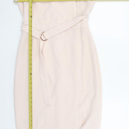 Adrianna Papell Women Beige Size 10 Sleeveless Sheath Dress