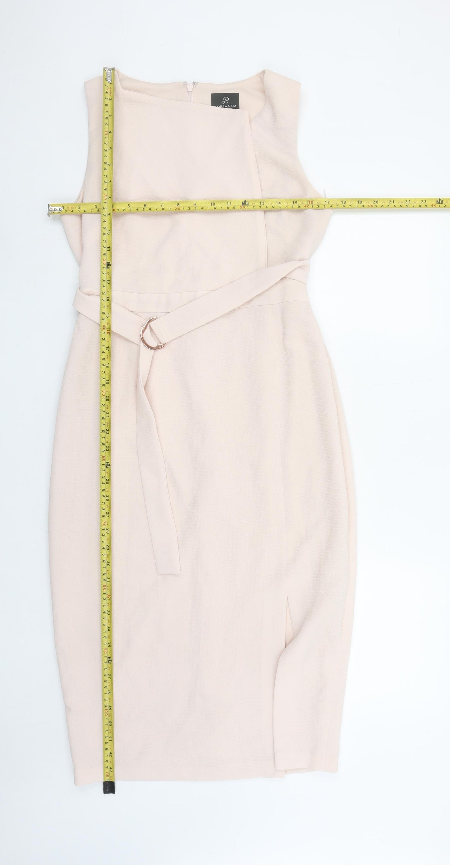 Adrianna Papell Women Beige Size 10 Sleeveless Sheath Dress