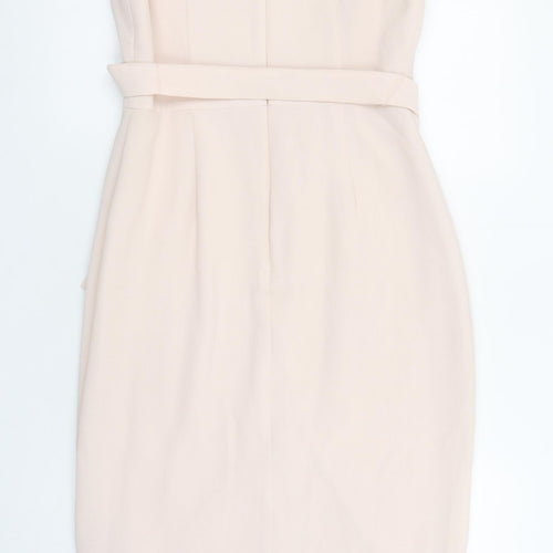 Adrianna Papell Women Beige Size 10 Sleeveless Sheath Dress