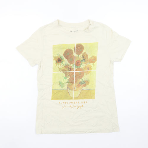 Primark Women Beige Van Gogh Sunflowers Art Graphic T-Shirt 2XS