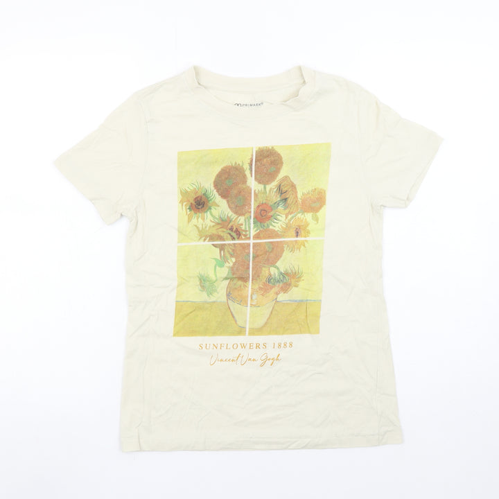 Primark Women Beige Van Gogh Sunflowers Art Graphic T-Shirt 2XS