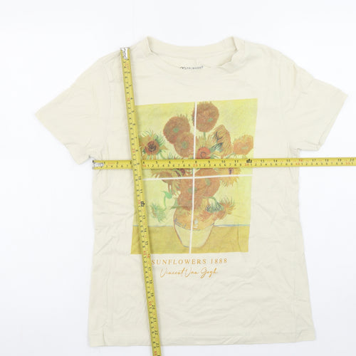 Primark Women Beige Van Gogh Sunflowers Art Graphic T-Shirt 2XS