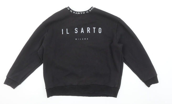 IL SARTO Milano Men's Black Logo Fleece Sweatshirt Size M