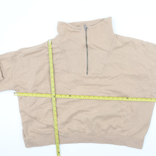 George Women Beige 1/2 Zip High Neck Pullover Sweatshirt UK 16
