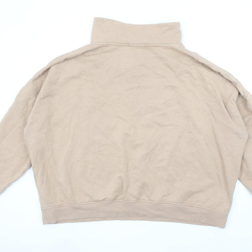 George Women Beige 1/2 Zip High Neck Pullover Sweatshirt UK 16