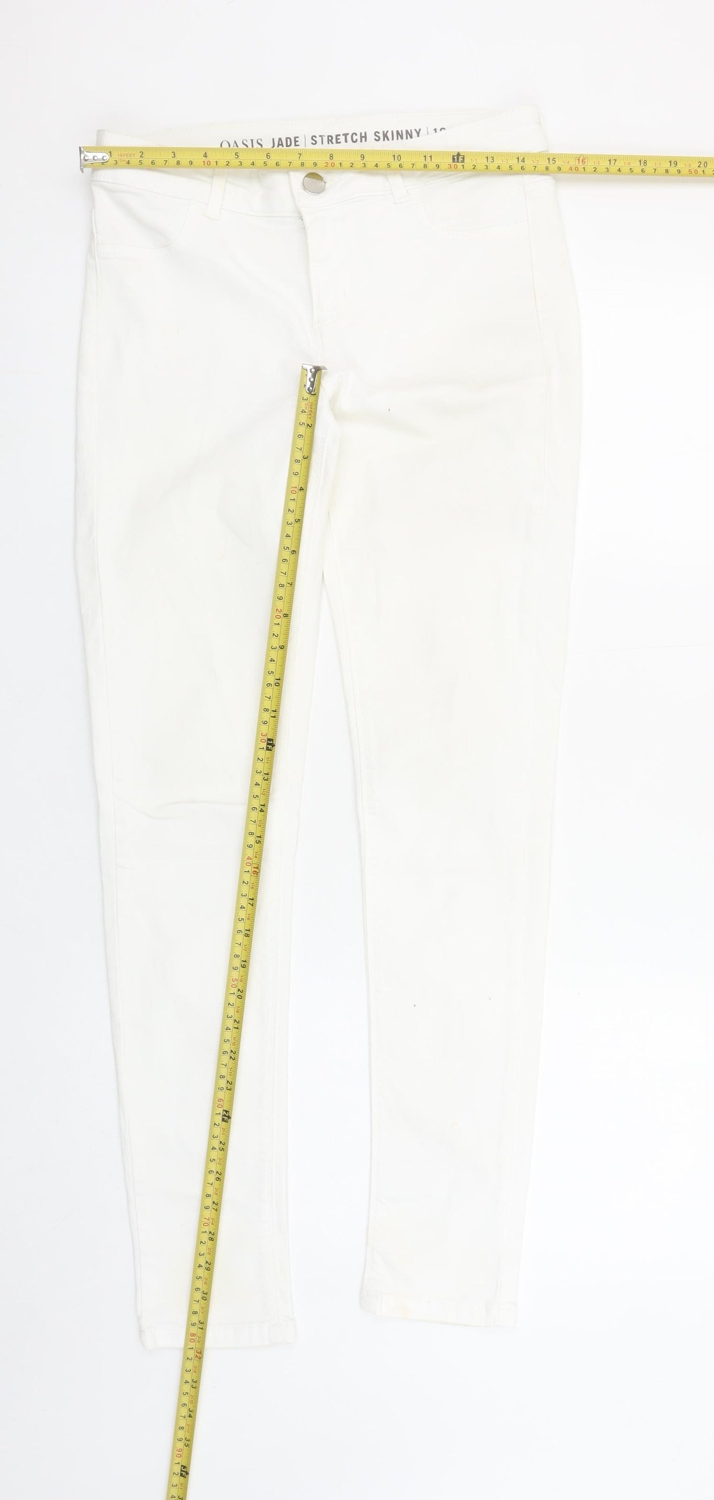 Oasis Women's White Jade Stretch Skinny Jeans Size 12 Slim Fit