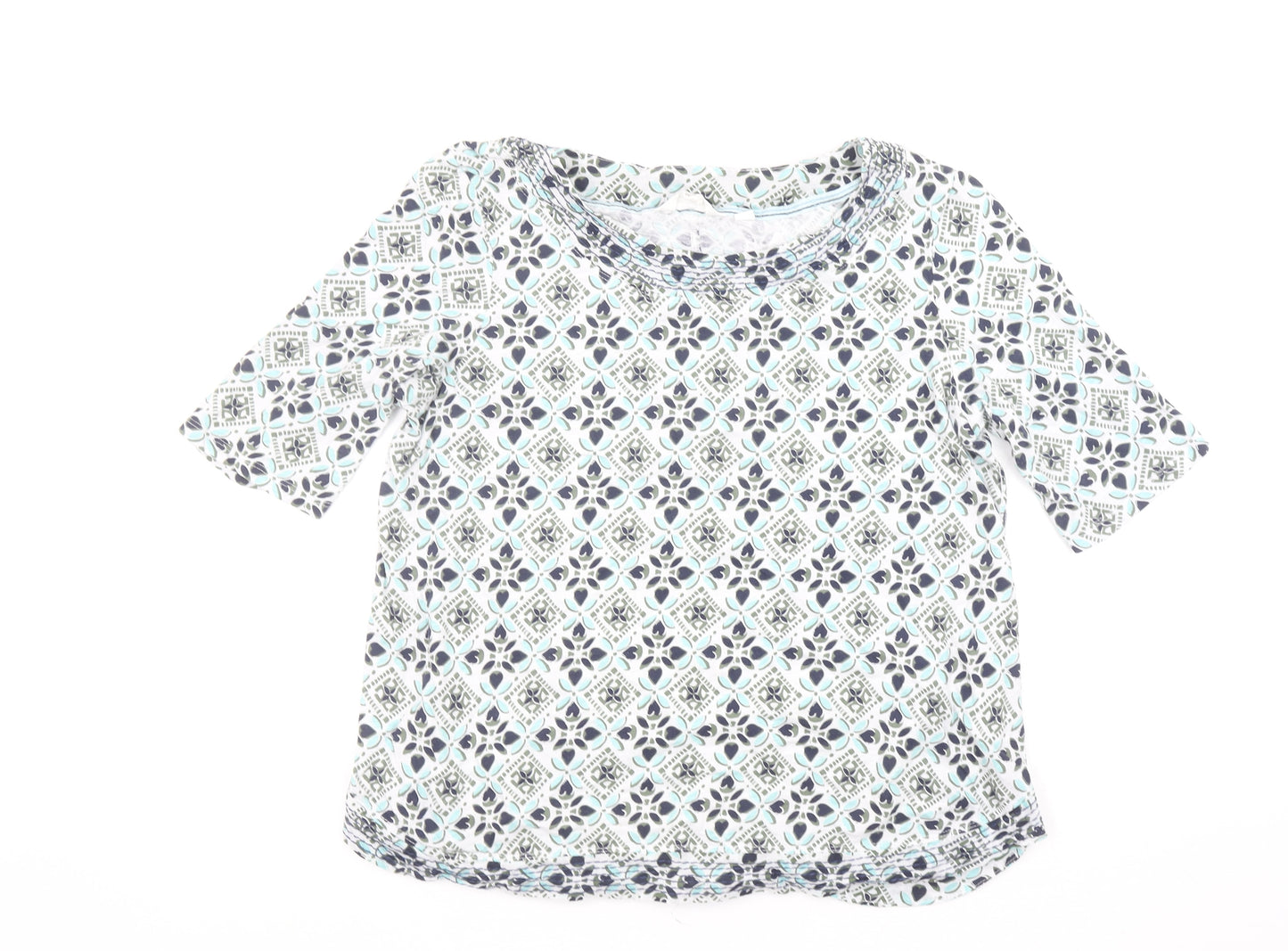 White Stuff Womens Multicoloured Geometric Jersey T-Shirt Size 14