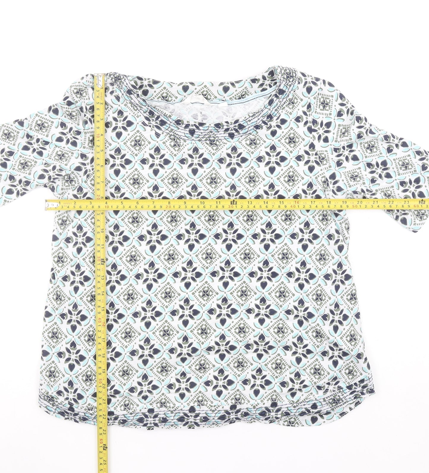 White Stuff Womens Multicoloured Geometric Jersey T-Shirt Size 14