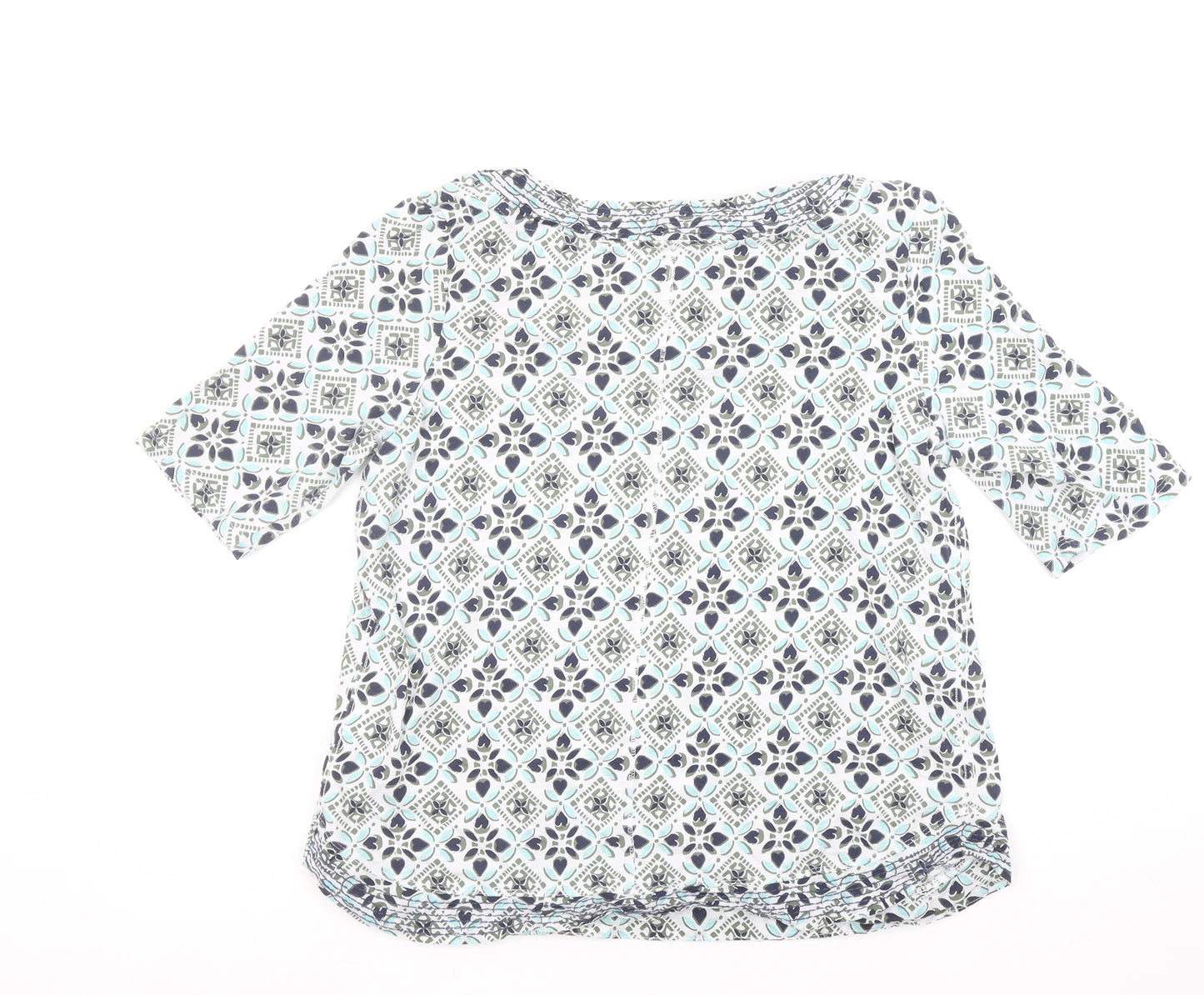 White Stuff Womens Multicoloured Geometric Jersey T-Shirt Size 14