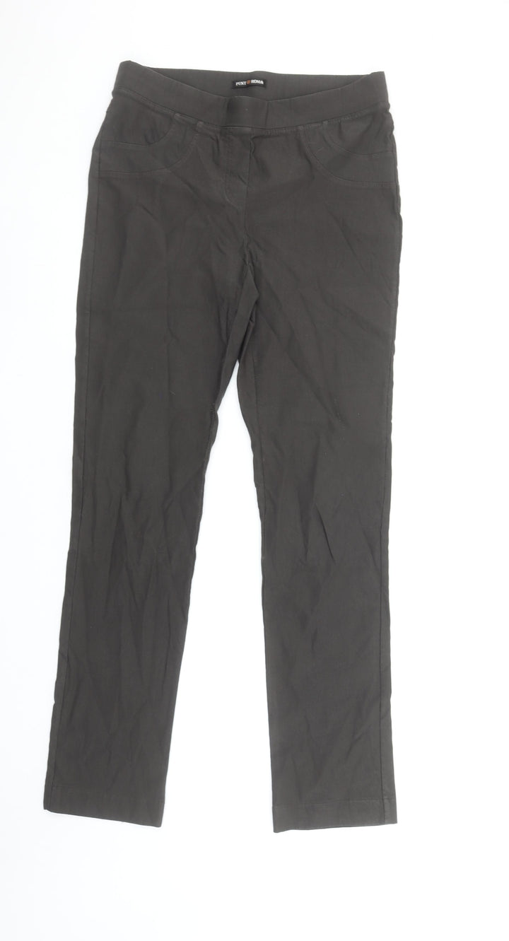 Punt Roma Womens Brown Stretch Trousers Size M Straight Fit