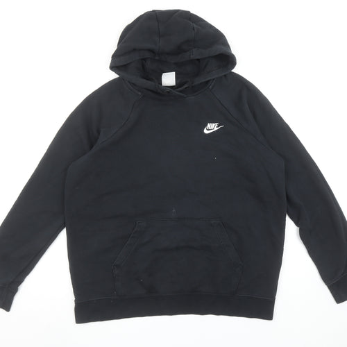 Nike Women’s Black Pullover Hoodie L Cotton Blend Logo Classic