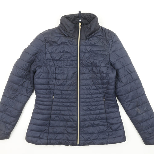 F&F Women's Navy Quilted Puffer Jacket UK 12 Lightweight Casual