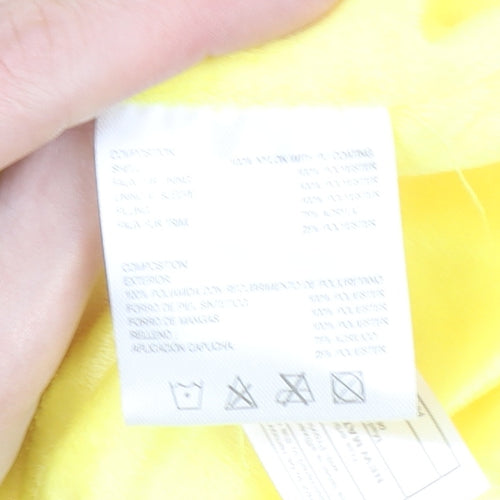 How Dare U Women Yellow Fur Trim Hooded Puffer Jacket Size M Winter Coat