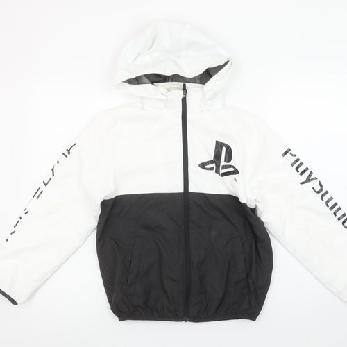 H&M Boys PlayStation Black White Hooded Windbreaker Jacket 8-10 Years