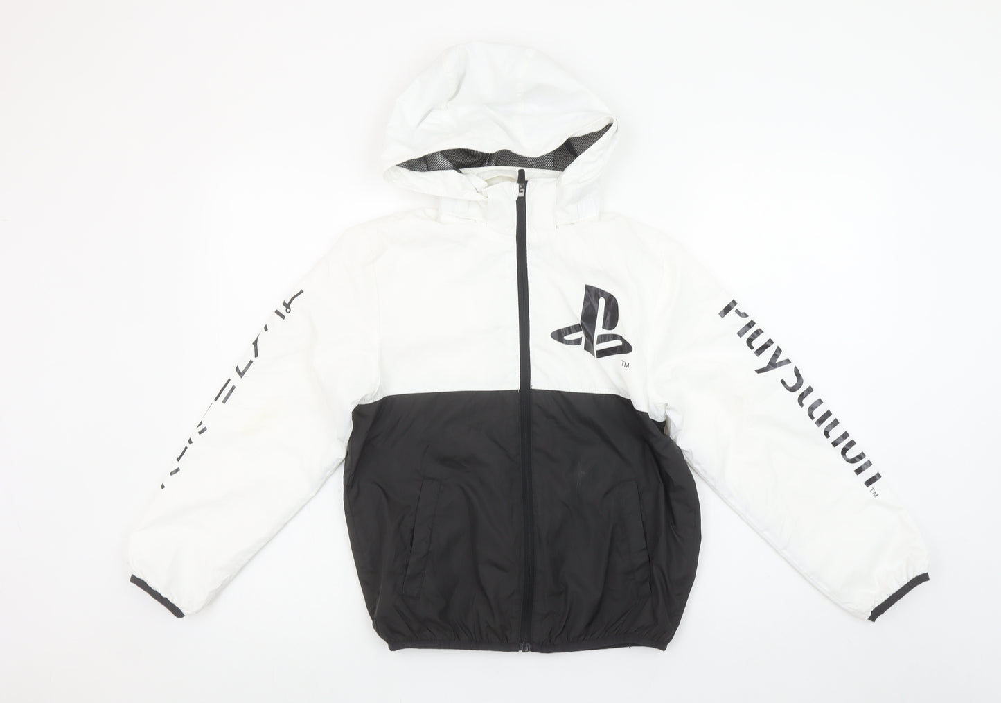 H&M Boys PlayStation Black White Hooded Windbreaker Jacket 8-10 Years