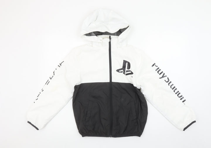 H&M Boys PlayStation Black White Hooded Windbreaker Jacket 8-10 Years