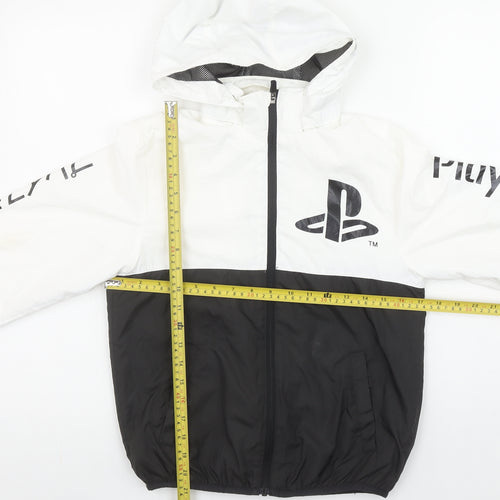 H&M Boys PlayStation Black White Hooded Windbreaker Jacket 8-10 Years