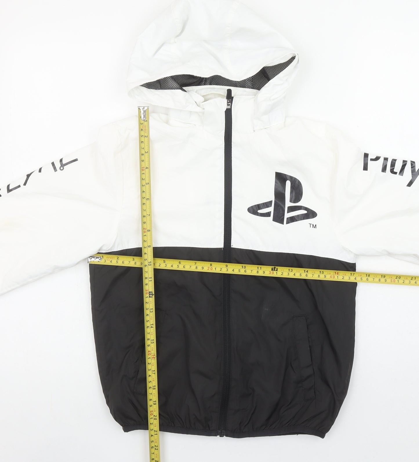 H&M Boys PlayStation Black White Hooded Windbreaker Jacket 8-10 Years