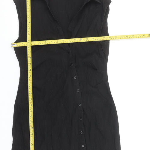 MNG Women’s Black Linen Blend Sleeveless Shirt Dress Size 14
