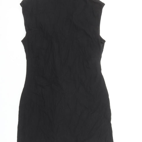 MNG Women’s Black Linen Blend Sleeveless Shirt Dress Size 14