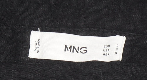 MNG Women’s Black Linen Blend Sleeveless Shirt Dress Size 14
