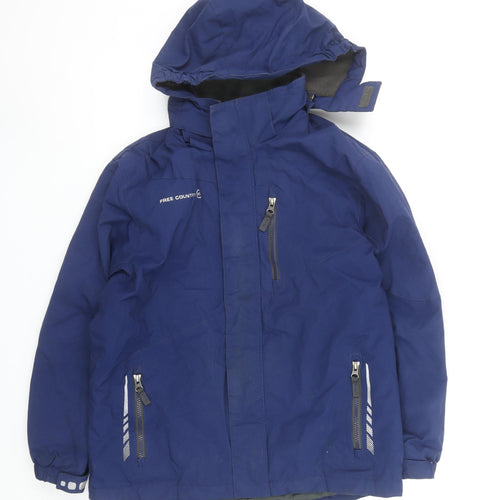 Free Country Boys Blue Waterproof Hooded Ski Jacket Size 10 Years
