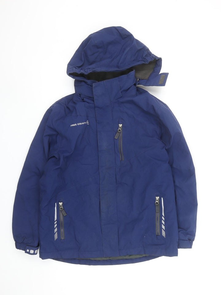 Free Country Boys Blue Waterproof Hooded Ski Jacket Size 10 Years