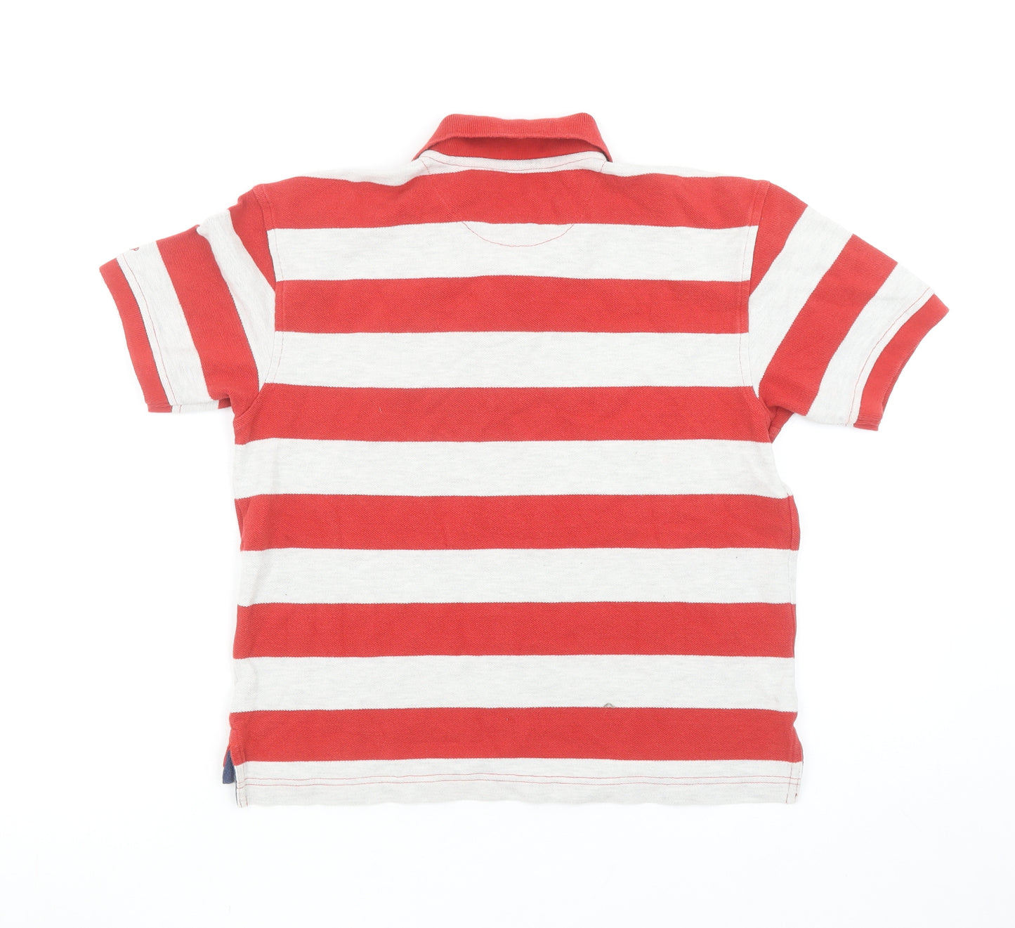 GAP Boys Red Striped Cotton Polo Shirt 7-8 Years Short Sleeve Classic Fit