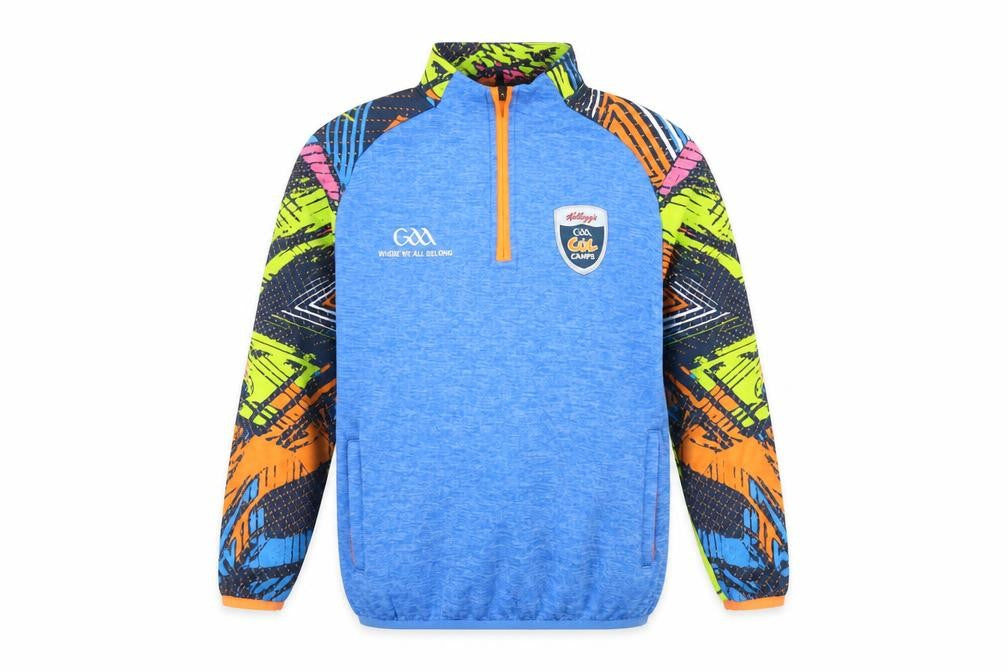 Front view of Azzurri boys’ blue multicoloured 1/4 zip pullover sweatshirt 3a polyester