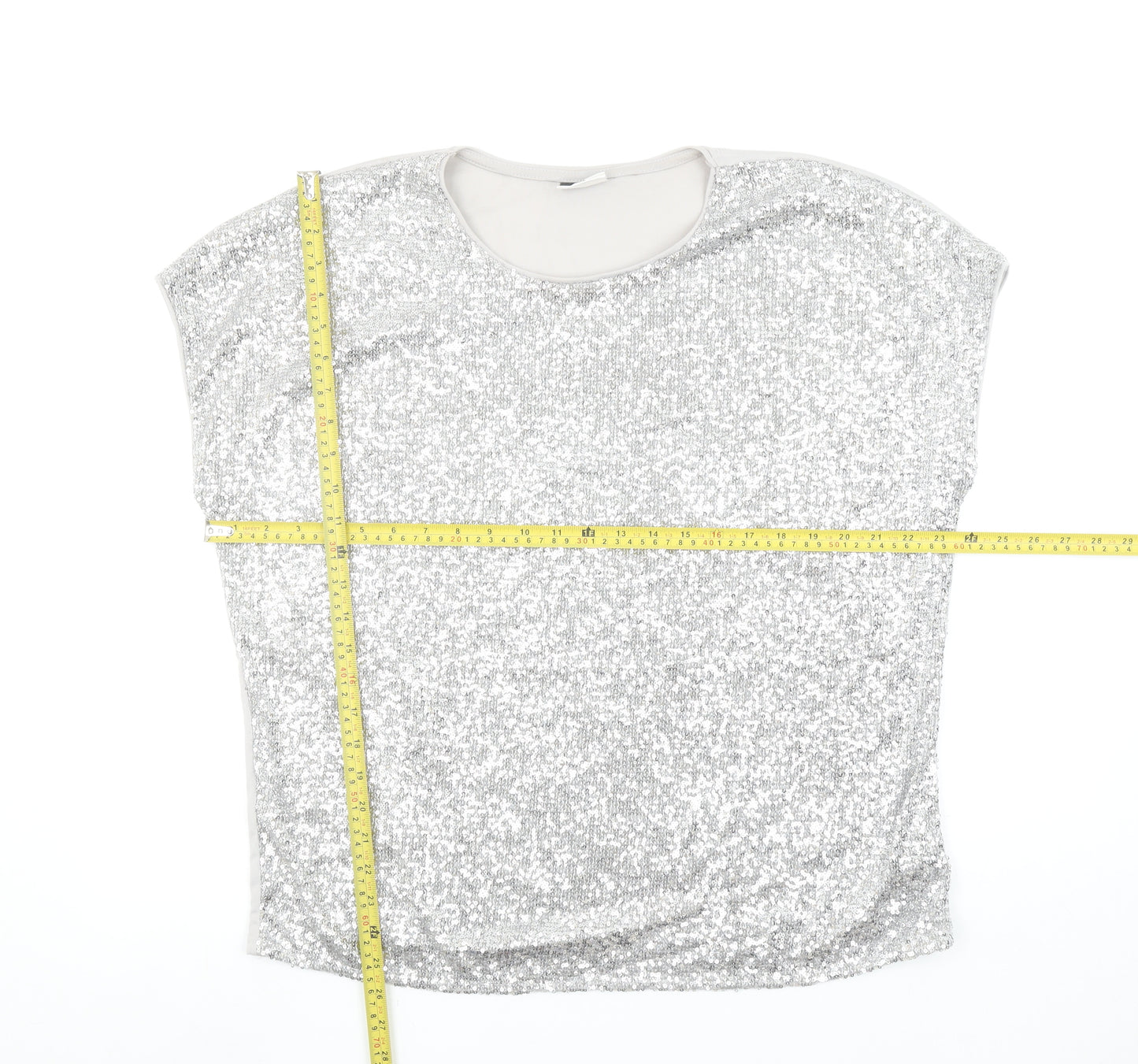 Beloved Women Silver Sequin Sleeveless T-Shirt 2XL