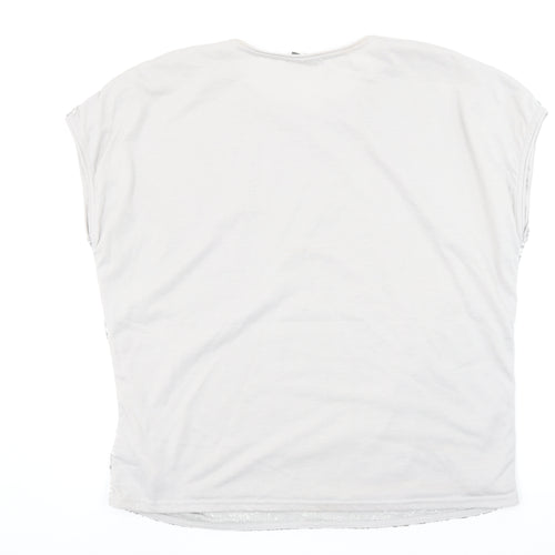 Beloved Women Silver Sequin Sleeveless T-Shirt 2XL