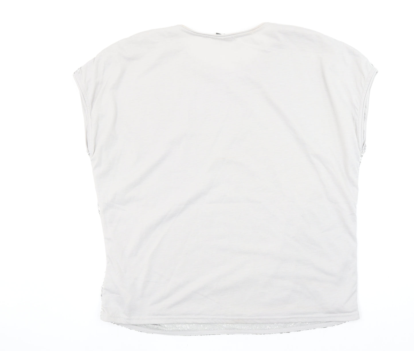 Beloved Women Silver Sequin Sleeveless T-Shirt 2XL