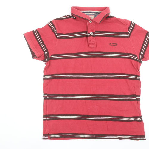 St. George by Duffer Men's Red Striped Polo Shirt XL