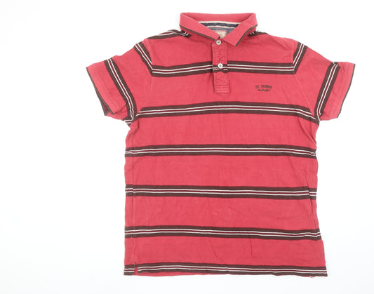 St. George by Duffer Men's Red Striped Polo Shirt XL